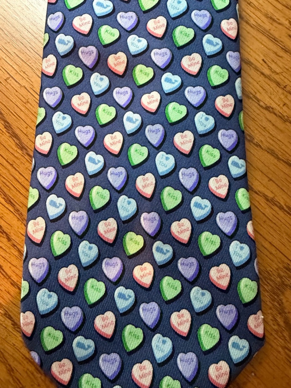 Vineyard Vines Navy Silk Tie with Pastel Heart Motif